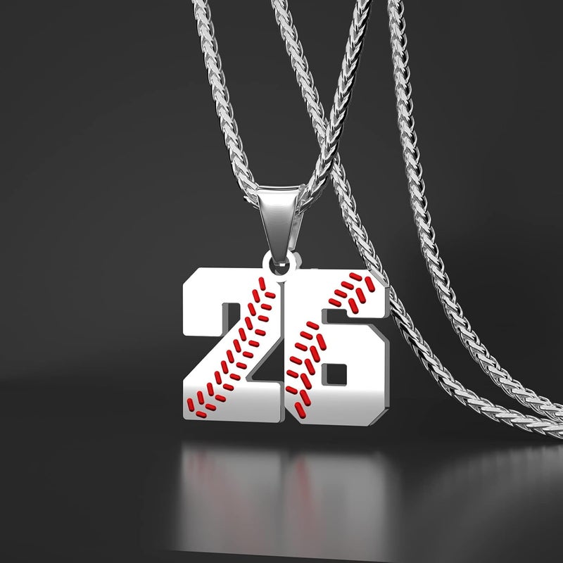 Wikavanli Personalized Baseball Jersey Number 00-99 Necklace - Stainless Steel Baseball Chain Pendant Necklace - Team Jewelry Gift for Boys, Girls, Men, Women - Image 2